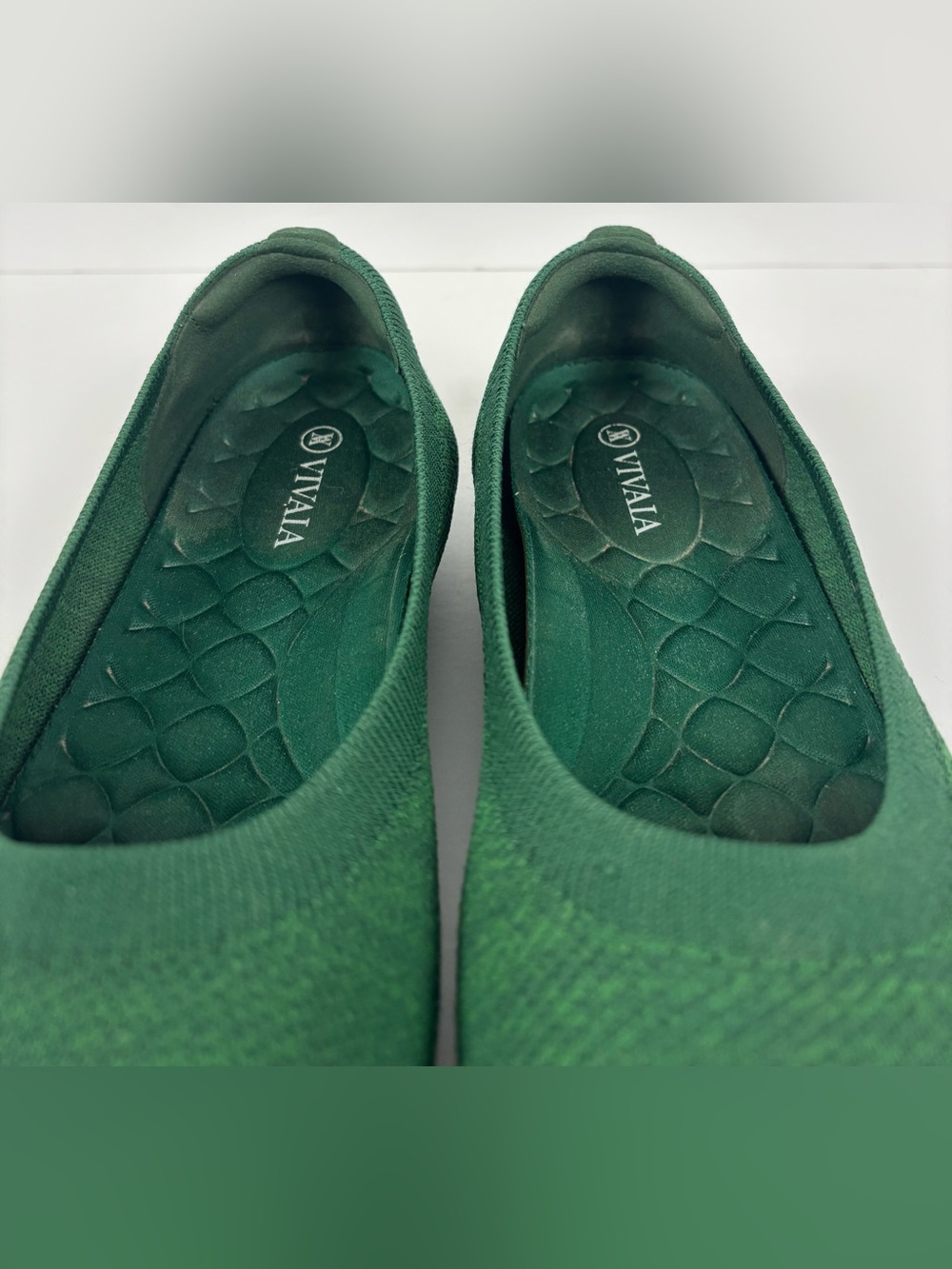 Vivaia Dark Green Breathable Washable Comfy Slip on Round Toe Ballet Flats - Picture 6 of 9